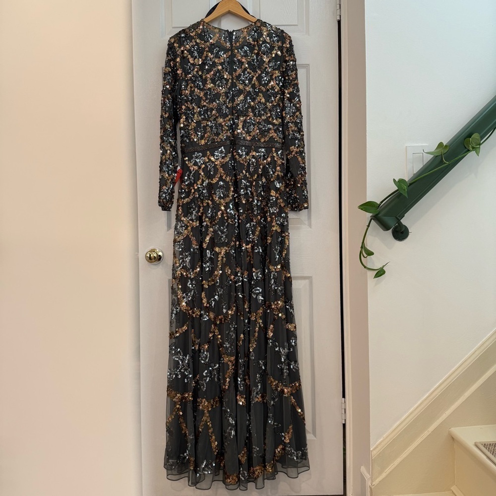 Mac Duggal Long Sleeve High Neck Cocktail Gown Size 14 NWT - Picture 5 of 12